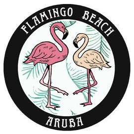 Blue Heron Two Flamingos Flamingo Beach, Aruba Car Truck Window Bumper Sticker Decal - Black