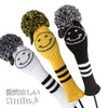 Set of 4 Knit Golf Headcovers Smile Cover Golf (Black)