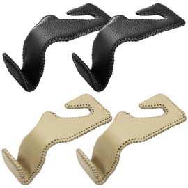 4 PCS Car Seat Back Organizer, Leather Headrest Hooks for Car, Hidden Design, Strong Load Capacity, Vehicle Storage & Decor