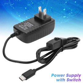 ASHATA Adaptador de Corriente para 4B, 5V 3A Tipo-C Fuente de Alimentación Cargador Adaptador de Corriente con Interruptor de Encendido/Apagado para 4B(US)