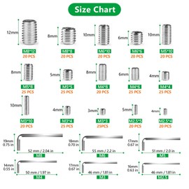 TOP-VIGOR 330Pcs Grub Screw Assortment Set, M2.5/M3/ M4/M5/M6/ M8 Hex Socket Head Set Screws(Cup Point), Threaded Fasteners for Door Handle, Faucet, Light Fixture Home Repairs, Fixtures