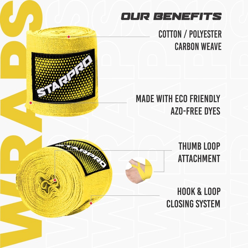 Starpro Classic Boxing Hand Wraps – Thumb Loop & Velcro