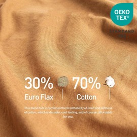 BISELINA French Linen Duvet Cover Set 3pcs with Hidden Zipper Closure Natural Flax Cotton Blend Solid Color Soft Breathable Luxury Farmhouse Bedding -Queen Size, Rust