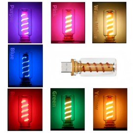 3D Dimmable Touch Control USB Car Interior Lights - Retro Creative LED Ambient Lighting, Universal USB Lights for Cars, bedrooms, Camping, Parties, Mini Decorative Lights (Clear-Green)