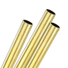 M METERXITY 3-Pack 200mm Brass Round Tube, 15mm OD 1mm Wall Thickness H62 Brass Seamless Tubing for Construction/Machining/DIY Crafting, Metal Straight Pipe [0.59x0.04x7.87IN]