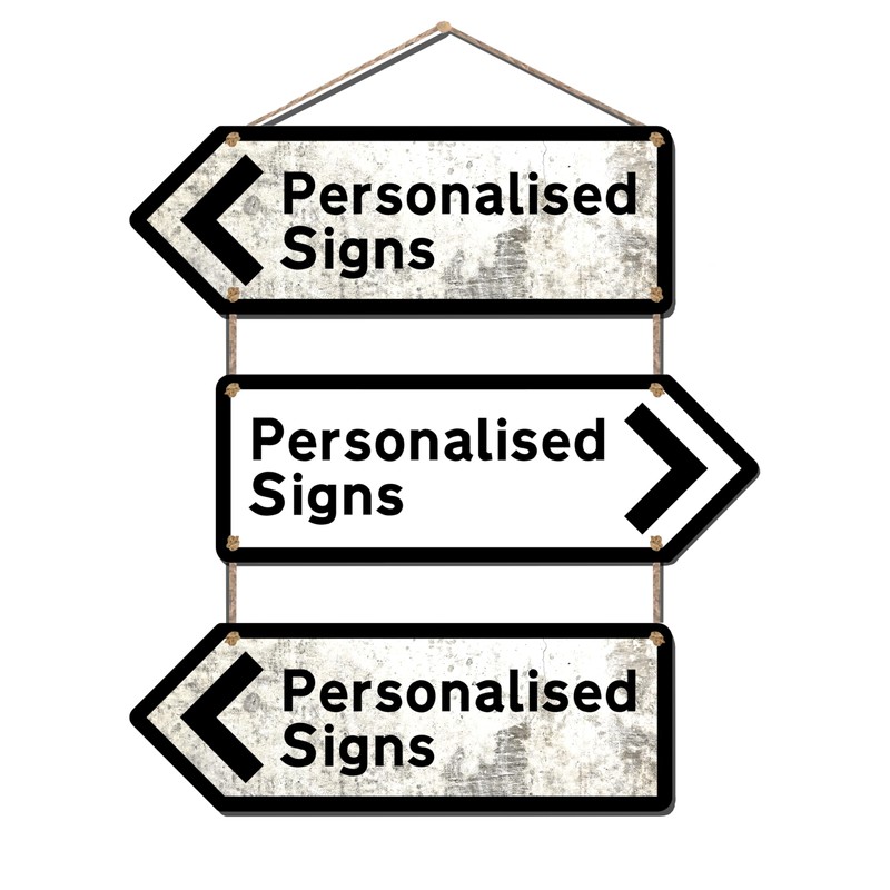 Personalied Stackable Metal UK Direction Arrow Signs | Custom Printed