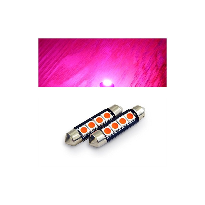 Genssi 42mm LED Bulbs Pair Pink 4 SMD 576 578