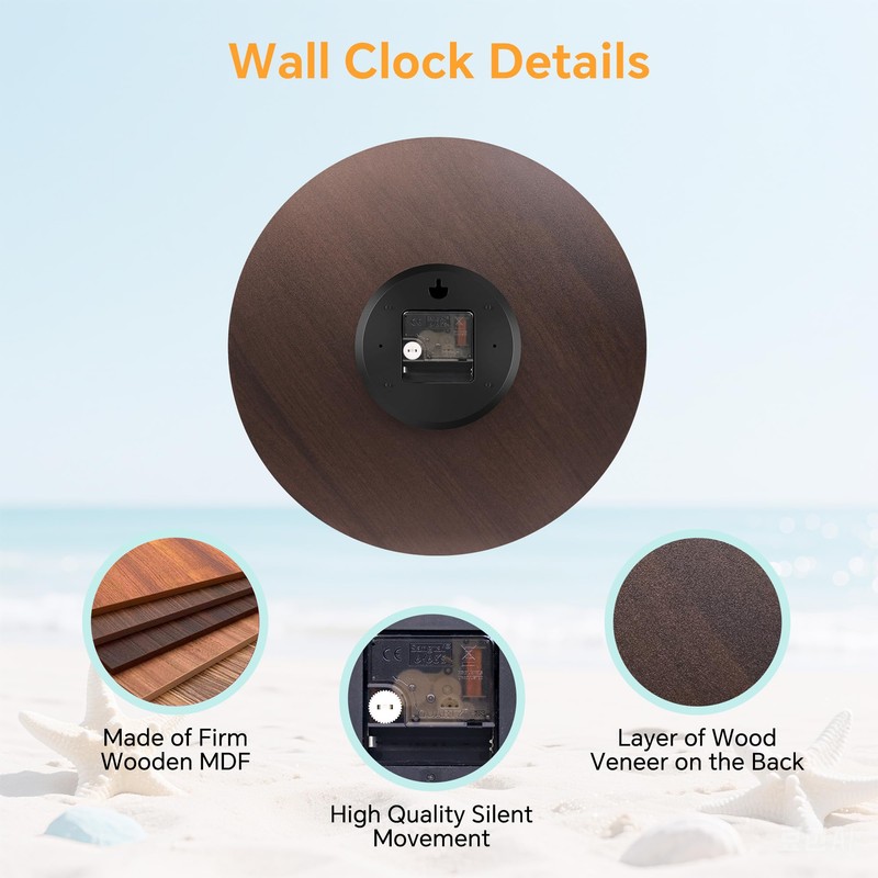 Toudorp 14 Inch Coastal Ocean Wall Clock with Seashell Design