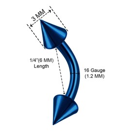 KJM Fashion Pack of 6 Anodised Banana Ear 1.2 mm 16 g Helix Daith Eyebrow