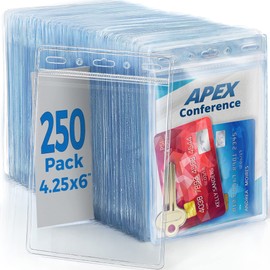 Mata1-USA Extra-Thick Plastic X-Large Vertical Card Protector (Clear, 4x6 Inch, 250 Pack), Large Size No Zipper ID Passport Holder