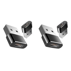 USB-C to USB-A Adapter [4-Pack] – Mini OTG Converter for Car, Apple CarPlay & Android Auto, Charging & Data Sync, Compact Design (Black)