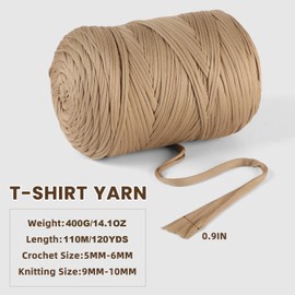 MSyarn 400g T Shirt Yarn, Tshirt Crochet Yarn for Crocheting Bag/Craft Project/Home Decor, 14.1oz/400g, 120yd/110m Crochet with Polyester Spandex Blend Stretch Fabric(White)