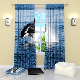 Factory4me Landscape Curtains Flight of a Killer Whale. Window Curtain Set of 2 Panels Each W52 x L96 Total W104 x L96 inches Drapes for Living Room Bedroom Kitchen