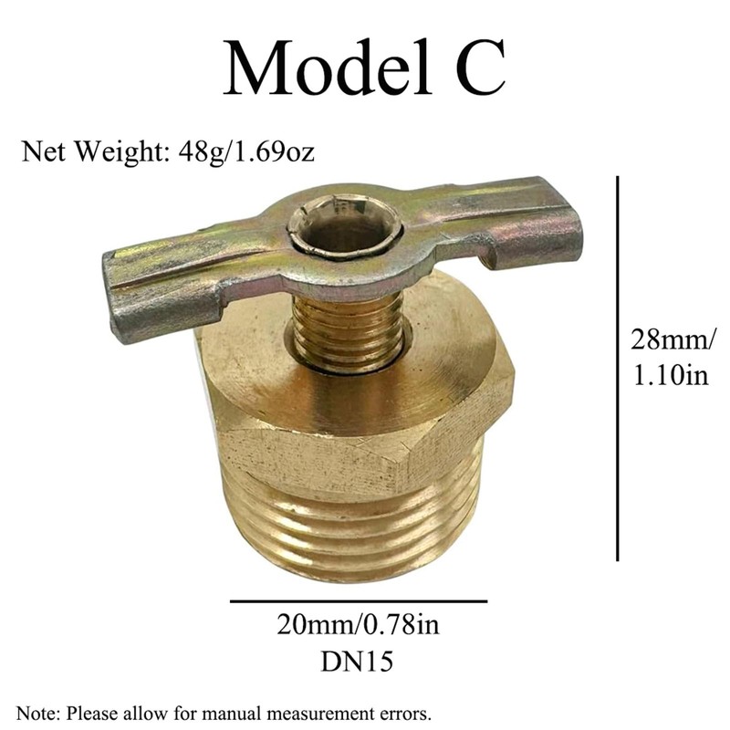 5 Pieces Brass Water Drain Valve, DN15 1/2 Inch Air
