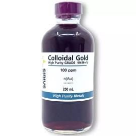 Sirius Metals True Colloidal Gold Nanoparticles (AuNPs): 100ppm - 250mL in Glass