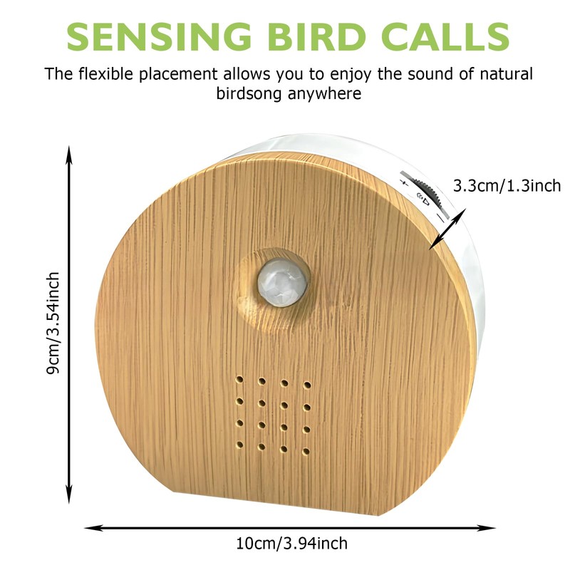 WIYETY Vogelgezwitscher Bewegungsmelder-Box: Vogelgeräusche Box mit Wandhalterung, Naturgeräusche Box Vogelgezwitscher