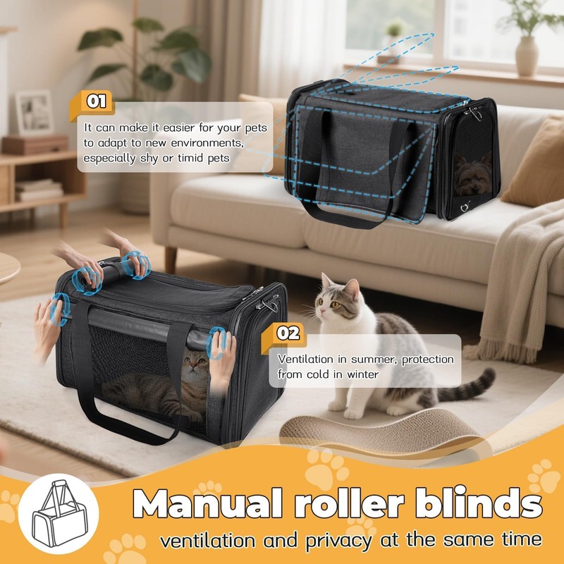 YUDODO 25 lbs Lightproof Soft Sided Large Cat Carrier for