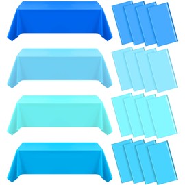 VAIPI 16 Pack Ocean Theme Tablecloths Blue Plastic Table Cloths Disposable Rectangle Under The Sea Table Covers for Baby Shower Birthday Beach Party Decor, 108 x 54 inch