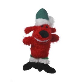 Multipet's Red 6-Inch Santa Loofa Plush Dog Toy That Squeaks