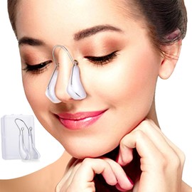 GUROYI Nose Clip, Nose Clip, Storage Case Included, Nose Height, Slimming Nose, Small Nose, Transparent Soft Silica Gel, Titanium Arm, Unisex, Exclusive Case Included (White, Transparent + Case)