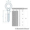 BOOTSTEILE BRAUER Eye Bolts with Wood Thread 8 x 80