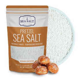 Pretzel Coarse Sea Salt for Soft Pretzels, Heat Resistant Bagel and Soft Pretzel, All Natural Sea Salt for Baking, 14 oz Bag