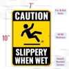 2PC Caution Slippery When Wet Sign, 10 x 7 Inches