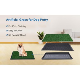 Artificial Grass for Dog Potty – 20x25 inch,Strong Absorbency Grass Pad, Dog Grass Pad with Tray, Dog Potty Training Pad, Dog Litter Box with Grass (20"x25" X2)