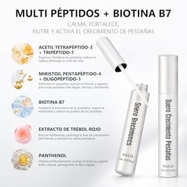 WEUD Serum Pestañas Coreano con Multi Péptido y Biotina B7, Suero Profesional para el Crecimiento de Pestañas, Fórmula de Péptidos Compuestos para Mej