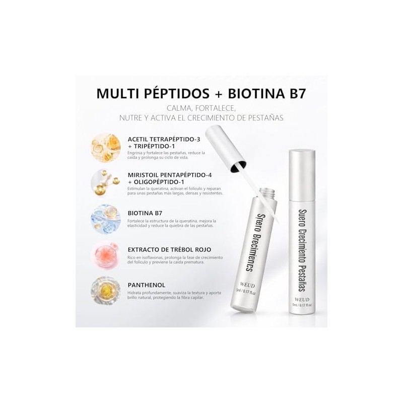 WEUD Serum Pestañas Coreano con Multi Péptido y Biotina B7,