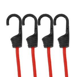 INFINAUTO Multifunctional Elastic Luggage Rope 60cm Motorcycle Trailer Trucks Cargo Adjustable Bungee Cords with Metal Buckle Red 4pcs
