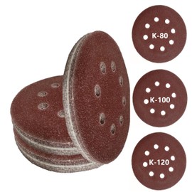 Sandpaper 125 mm Velcro, Pack of 30, 10 x Grain 80, 100, 120, Sanding Discs 125 mm Velcro, Eccentric Sandpaper 125 mm, Sanding Pads 125 mm Velcro, Professional Sandpaper