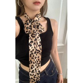 Lamerry Women's Scarf Belt, Neck Scarf, Silk Hair Band, Accessory, Neckerchief, Animal, Waist, Neck, Multifunctional, Elongated, Leopard Print