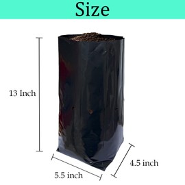 1 3/8 Gallon 50 Pcs Tall Plant Nursery Bags 5.5" x 13", Deep Root Plastic Plant Grow Bags Thicken Tree Seedling Pots for Vegetable, Flower, Fruit, Citrus, Nut Trees, Taproot Saplings