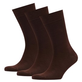 VRD Bamboo Rayon Mens Dress Socks for Men, 3-Pack Dark Brown Solid Design, Crew Length Mid-Calf Socks, Mens Shoe Size 8-13