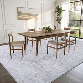 Vanmoos 8x10 Area Rugs for Living Room, Bedroom - Machine Washable, Non-Slip Bedside Rug, Large Soft Floor Carpet for Office, Dining Room, Farmhouse and Home Decor, Nordic Serenity/Grey