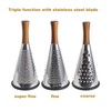 Cone Cheese Grater with Handle Stainless Steel Triple Function Wood