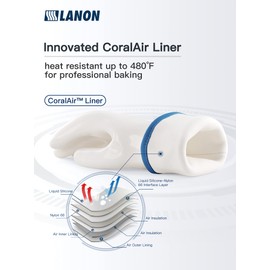 LANON Liquid Silicone Gloves, Heat Resistant Oven Gloves with Fingers, Food Grade, Waterproof, White, XL