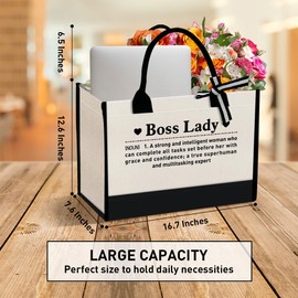 Weifuju Funny Boss Lady Tote Bags Gifts for Women, Boss Gift Bag for Women, Female Manager Boss Leader Birthday Boss Day Christmas Gift Work Tote Bags Grocery Bag, a Strong and Intelligent Woman