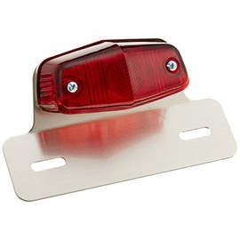 Kijima 218-1022 Motorcycle Tail Lamp, Lucas S Type Tail Lamp with Aluminum Plate, G18 12V20/20W, 3.1 inches (81 mm), General Purpose, Red