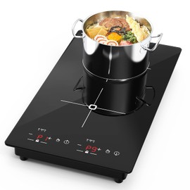 VBGK Double Induction Cooktop, 2300W 110V 2 burner Induction Cooktop with LED Touch Screen 9 Levels Settings, induction hot plate with Child Safety Lock & Timer