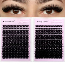 Eyelash Extensions, 594 Pieces, 80D + 100D Cluster Lashes, Natural Eyelashes, Individual D-Curl, Mix 10-18 mm Lash Extension Set, Volume Eyelash Clusters, DIY Eyelash Extensions for Beginners (80D+100D-0.07D1018)