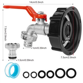 IBC Tap IBC Tank Fittings - 1/2 inch Brass Alloy IBC Tank Tap, IBC Hose Connector Adapter IBC Tank Valve for S60x6 IBC Water Tank Container