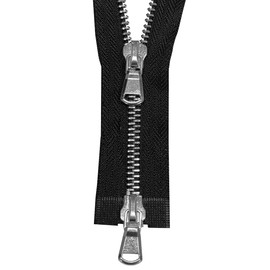GLOSSY 2-Way Metal Zip – Two-Way Separable 80 cm for Jackets Coat Parka – with Copper & Silver Teeth – High Quality
