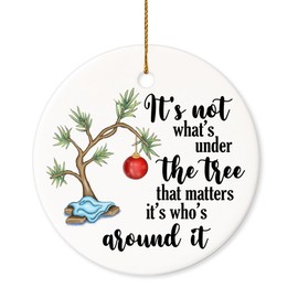 BSQUIELE 2024 Christmas Ornament, Xmas Tree Decoration Indoor, Gifts for Women Men On Christmas, Round Shaped Ceramic Ornament, Christmas Ornament Gift for Family, Sister, Friend, Under Tree Christmas