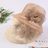 Women French Kentucky Sun-Hats Lace-Organza-Brim Derby Bowler-Straw-Hat Church Tea Party