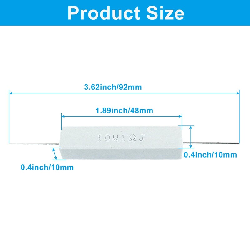 Seimneire 10w 1 Ohm Ceramic Cement Resistor, Wire Wound Power