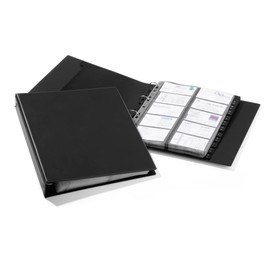 Durable VISIFIX Economy Business Card Album in Black, Ring Binder Folder for Business Cards or CollecTable Cards, Includes A-Z Index for Organising Cards