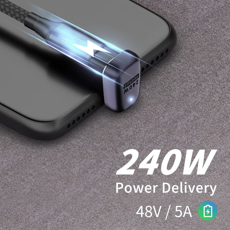 Poyiccot 180 Degree USB C Adapter 240W, 2-Pack U Shape