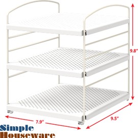 Simple Houseware Kitchen Wrap Organizer Storage Height Adjustable Rack, White